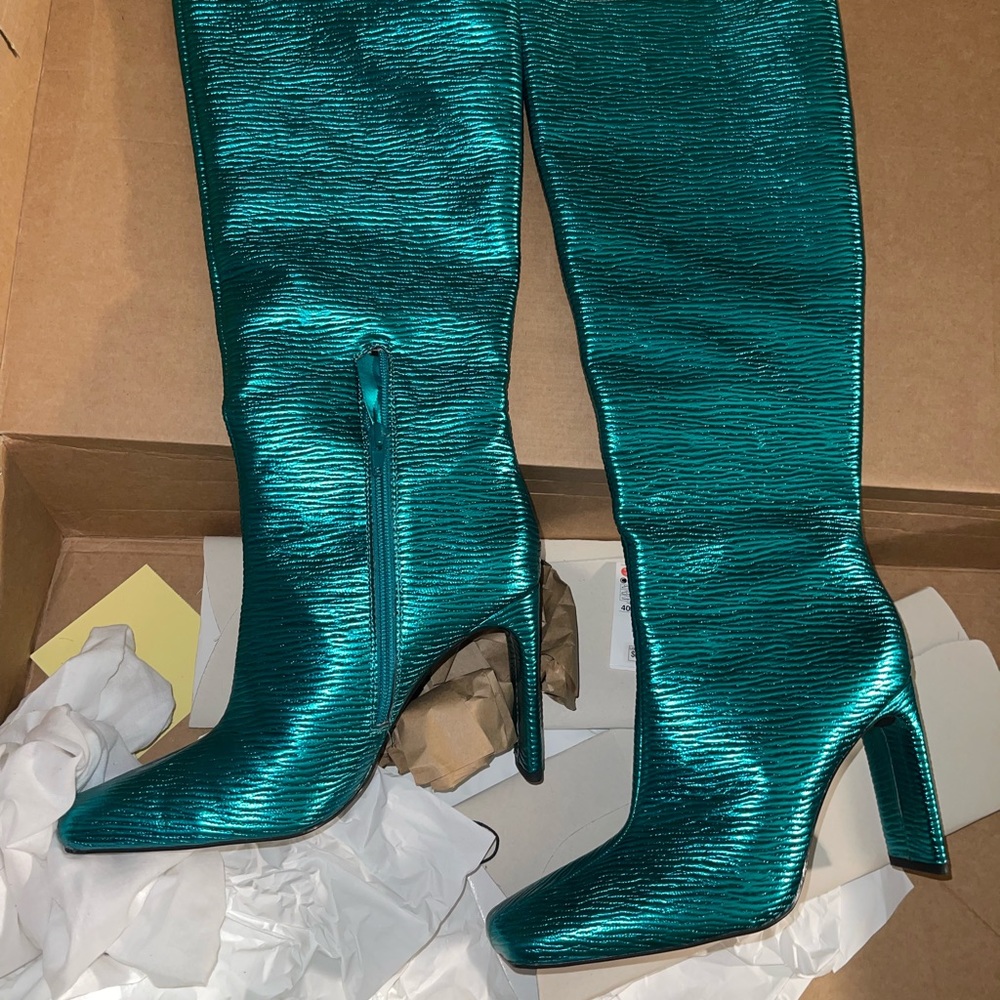 Discontinued Zara Laminated Heeled Boot